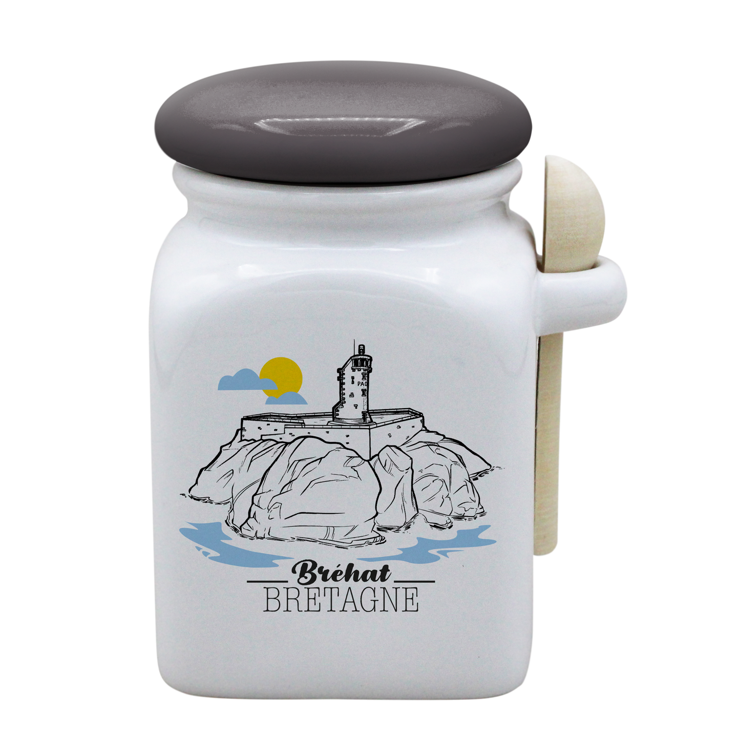 POT BLANC MM COUV. GRIS +CUIL. BOIS-BREPAON