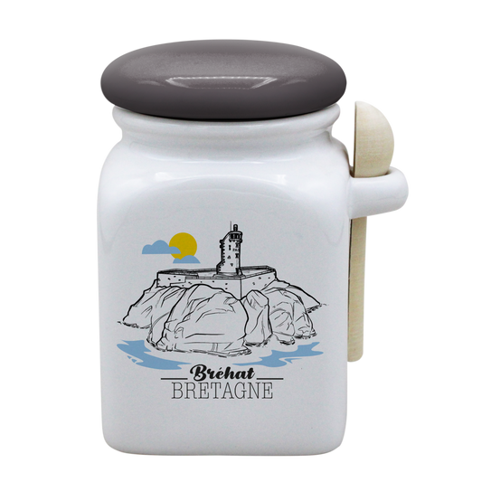 POT BLANC MM COUV. GRIS +CUIL. BOIS-BREPAON