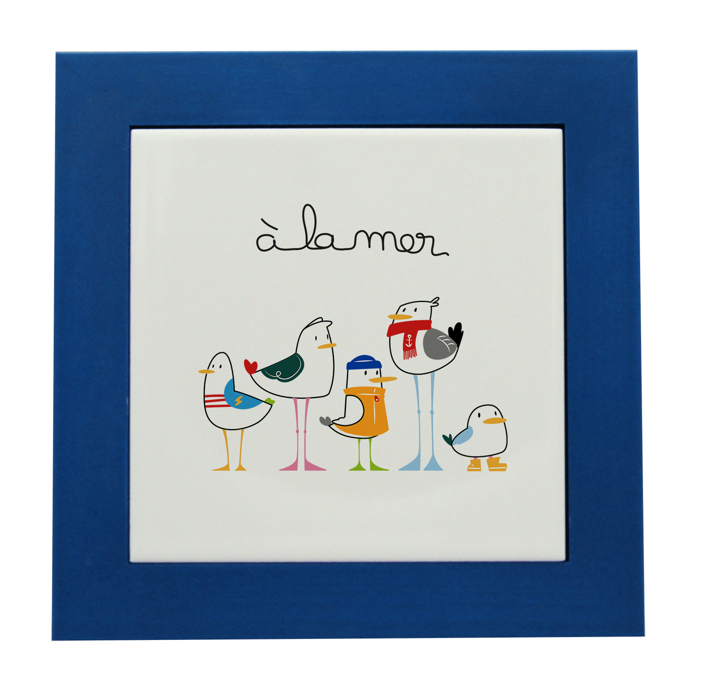 ENTOURAGE BOIS CYAN-CARREAU FAIENCE 15x15 NU-A LA MER MOUETTES