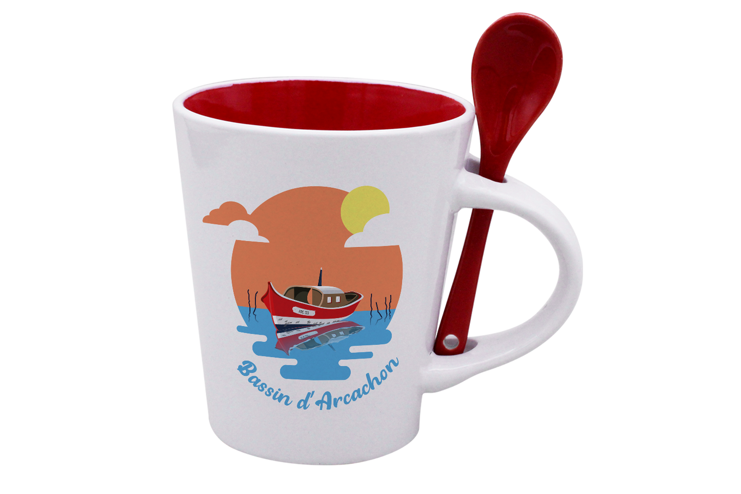 MUG CUILLERE BLANC INT. ROUGE-BASSINPI
