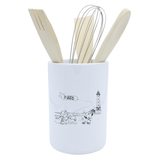 POT A USTENSILES BLANC - DESSIN HORIZONTAL ST GEORGES DE DIDONNE SPE BO&BON