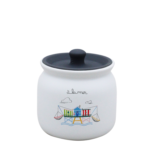 POT BLANC PM COUV. SILICONE GRIS-A LA MER CARRELET