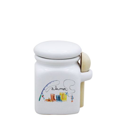 POT BLANC MINI COUV. BLANC+CUIL. BOIS-BOTTE A LA MER