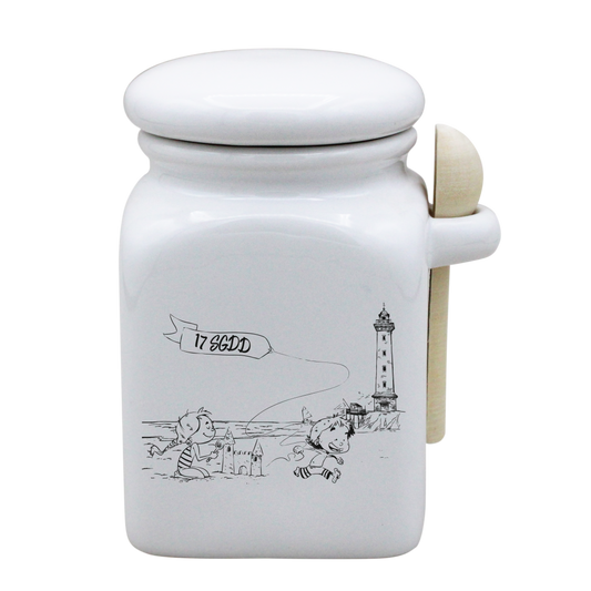 POT BLANC MM COUV. BLANC+CUIL. BOIS - DESSIN HORIZONTAL ST GEORGES DE DIDONNE SPE BO&BON