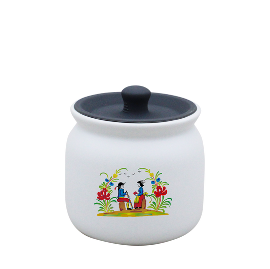 POT BLANC PM COUV. SILICONE GRIS-RETRO