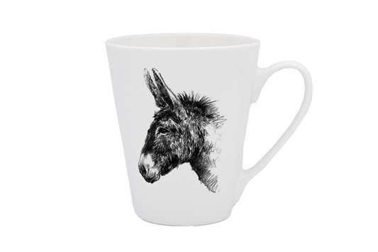 MUG CONIQUE BLANC - DESSIN MONOCHROME TETE D'ANE