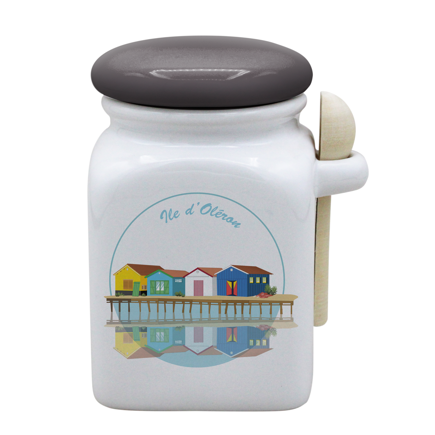 POT BLANC MM COUV. GRIS +CUIL. BOIS-CABOLERO