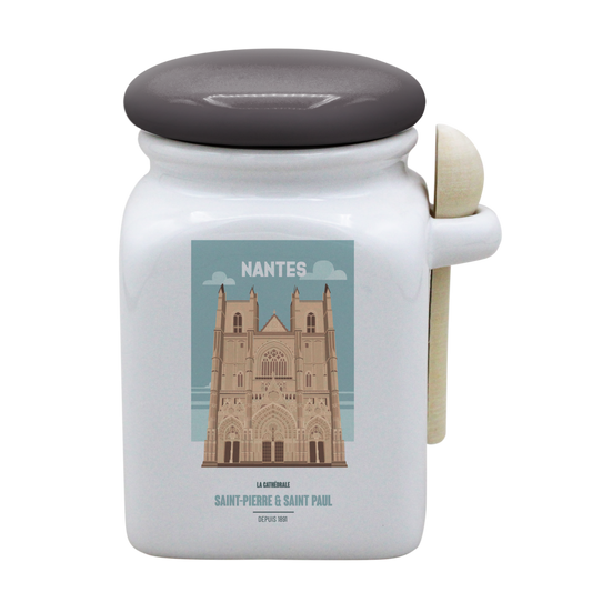 POT BLANC MM COUV. GRIS +CUIL. BOIS-NTECATHE