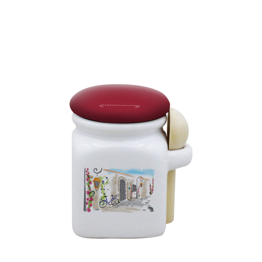 POT BLANC MINI COUV. ROUGE+CUIL. BOIS -RUATL