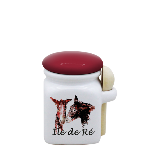 POT BLANC MINI COUV. ROUGE+CUIL. BOIS  - 2 ANES ILE DE RE SPE