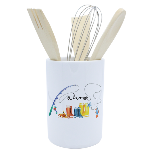 POT A USTENSILES BLANC-BOTTE A LA MER