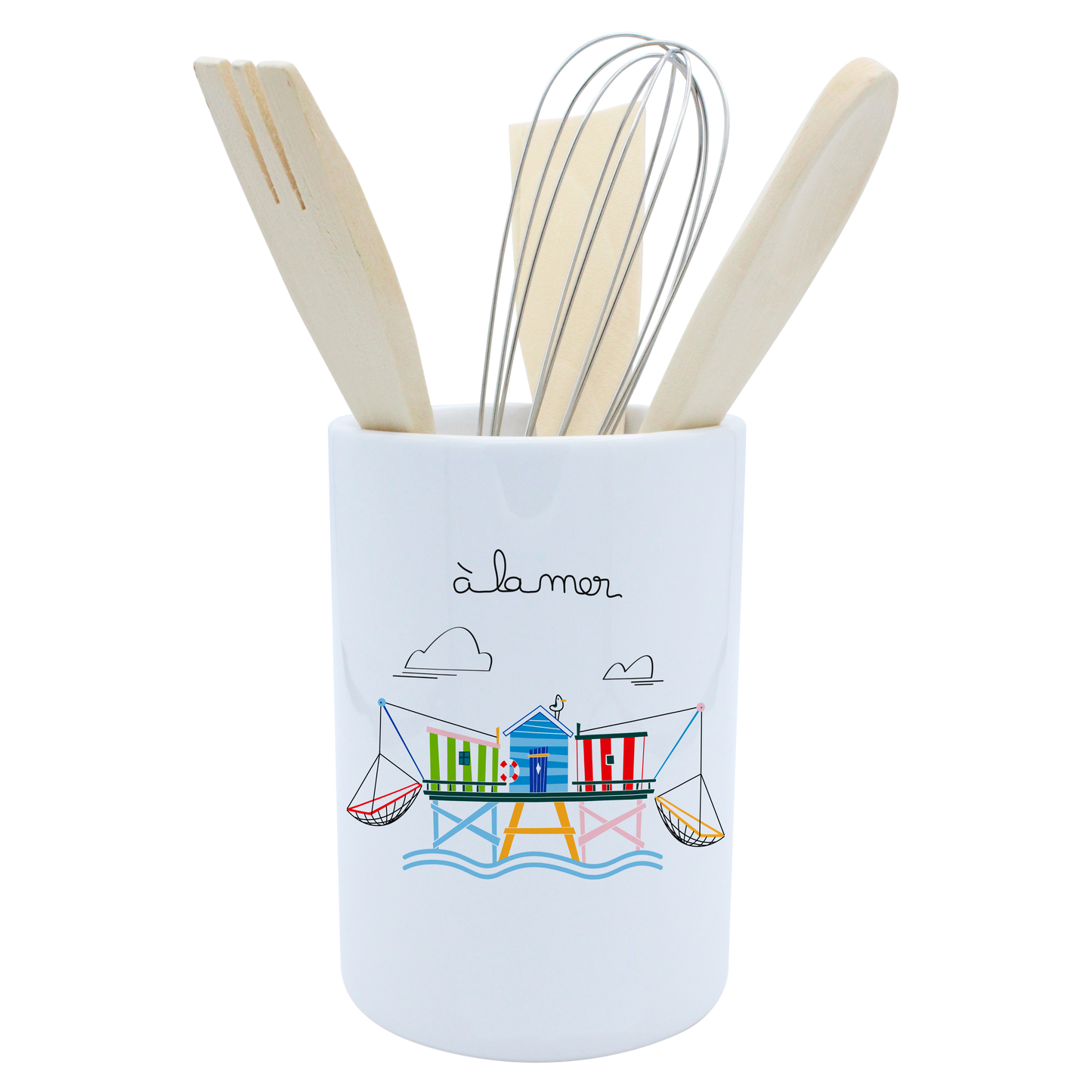 POT A USTENSILES BLANC - A LA MER CARRELET