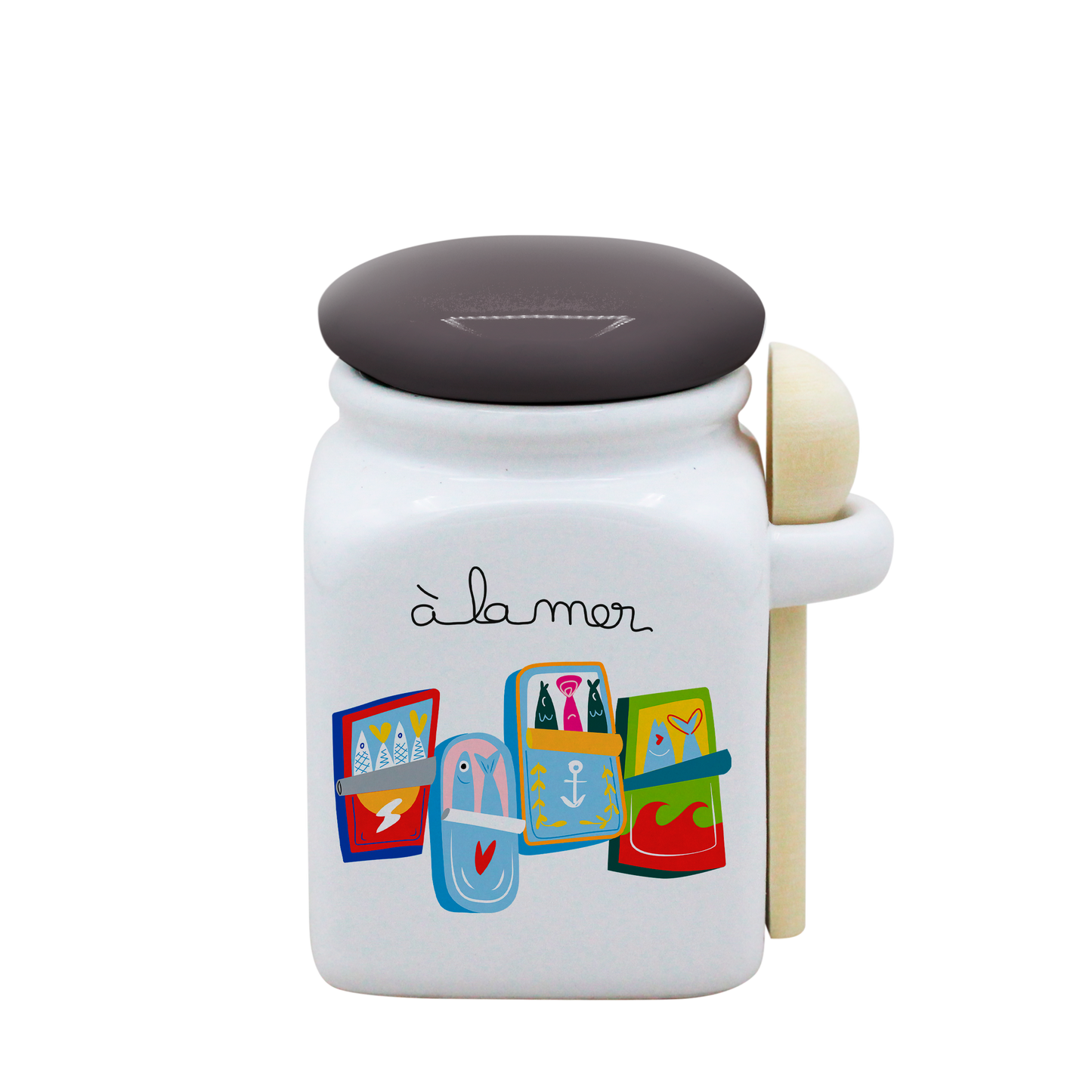 POT BLANC PM COUV. GRIS+CUIL. BOIS-A LA MER SARDINES