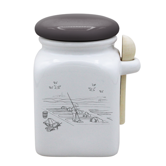 POT BLANC MM COUV. GRIS +CUIL. BOIS-MASALB