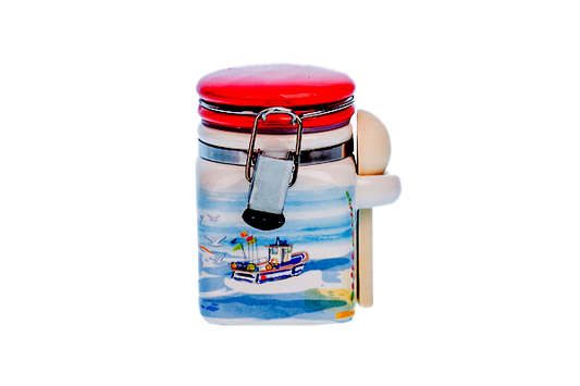 MINI POT AQUARELLE BORD DE MER ROUGE+CUIL. BOIS