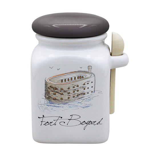 POT BLANC MM COUV. GRIS +CUIL. BOIS-FOBOYD