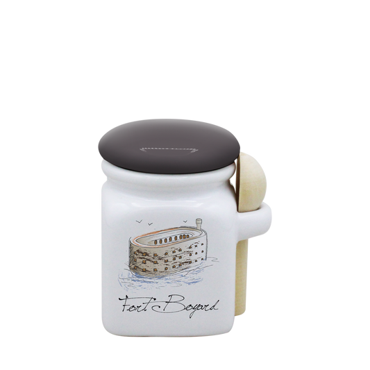 POT BLANC MINI COUV. GRIS+CUIL. BOIS-FOBOYD
