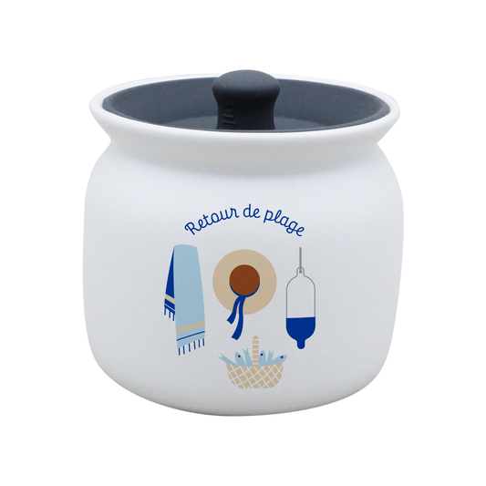 POT BLANC GM COUV. SILICONE GRIS -RETOUR DE PLAGE LA PETITE EMI