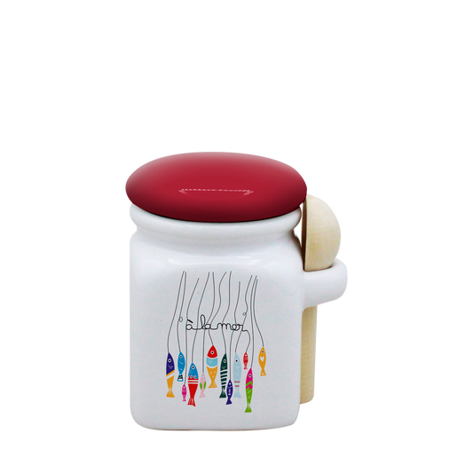 POT BLANC MINI COUV. ROUGE+CUIL. BOIS -ALM-2