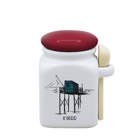 POT BLANC PM COUV. ROUGE+CUIL. BOIS - CARRELET BLEU SPE BO ET BON