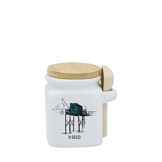 POT BLANC MINI COUV. BAMBOO+CUIL. BOIS-CARBLE17