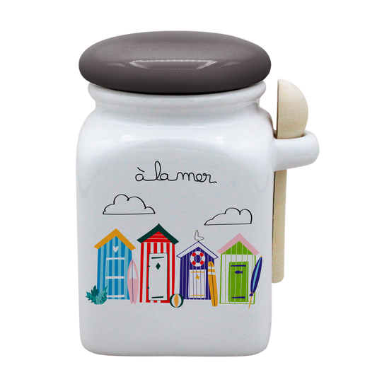 POT BLANC MM COUV. GRIS +CUIL. BOIS-ALM3