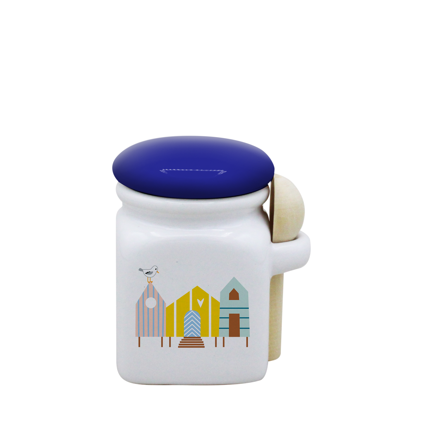 POT BLANC MINI COUV. BLEU+CUIL. BOIS-CABINES ET SURF LA PETITE EMI