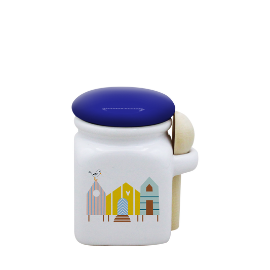 POT BLANC MINI COUV. BLEU+CUIL. BOIS-CABINES ET SURF LA PETITE EMI