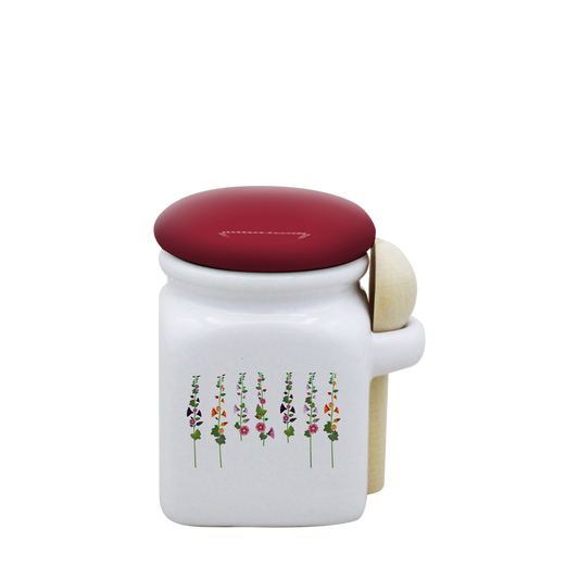 POT BLANC MINI COUV. ROUGE+CUIL. BOIS -ROTRE