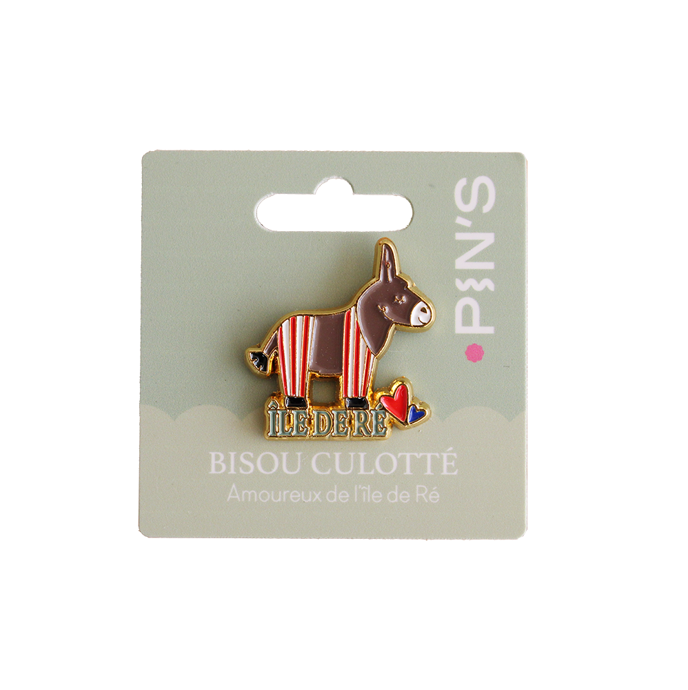 PINS DORÉ ÂNE EN CULOTTE ROUGE
