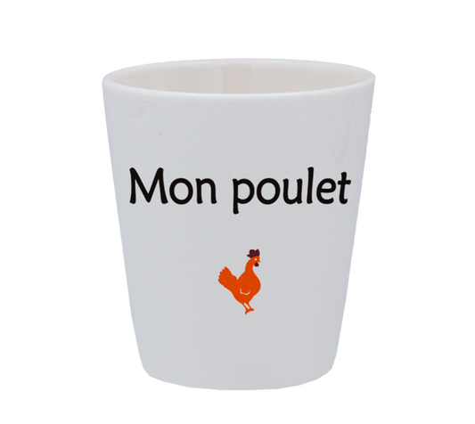 TASSE ESPRESSO BLANCHE S/ANSE-MON POULET