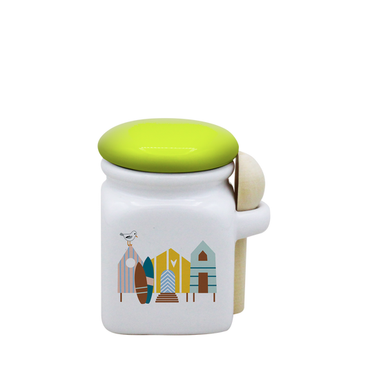 POT BLANC MINI COUV. VERT+CUIL. BOIS-CABINES ET SURF LA PETITE EMI