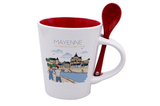 MUG CUILLERE BLANC INT. ROUGE-MAYENU