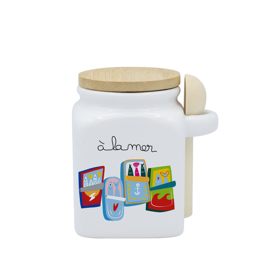 POT BLANC PM COUV. BAMBOO+CUIL. BOIS-A LA MER SARDINES