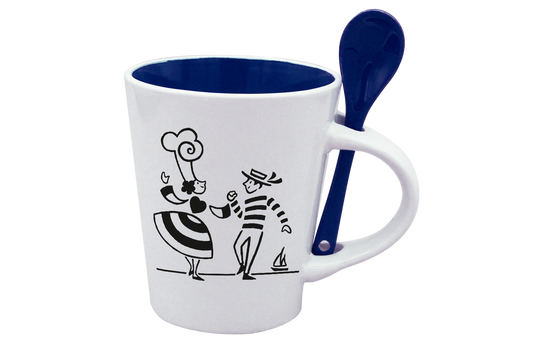 MUG CUILLERE BLANC INT. BLEU-LDANS