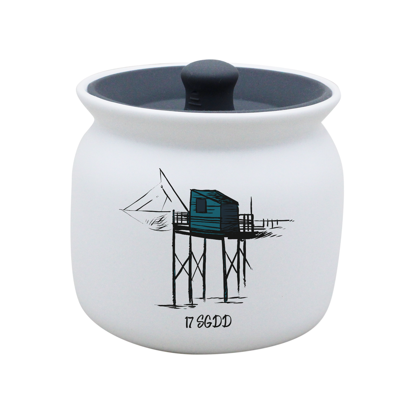 POT BLANC GM COUV. SILICONE GRIS - CARRELET BLEU SPE BO ET BON