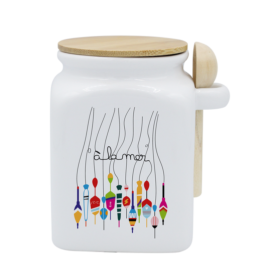 POT BLANC MM COUV. BAMBOO+CUIL. BOIS - A LA MER BOUCHON