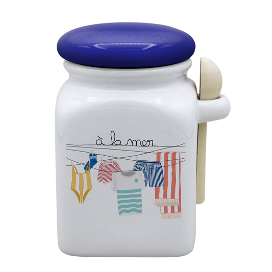 POT BLANC MM COUV. BLEU +CUIL. BOIS-TRILINGE