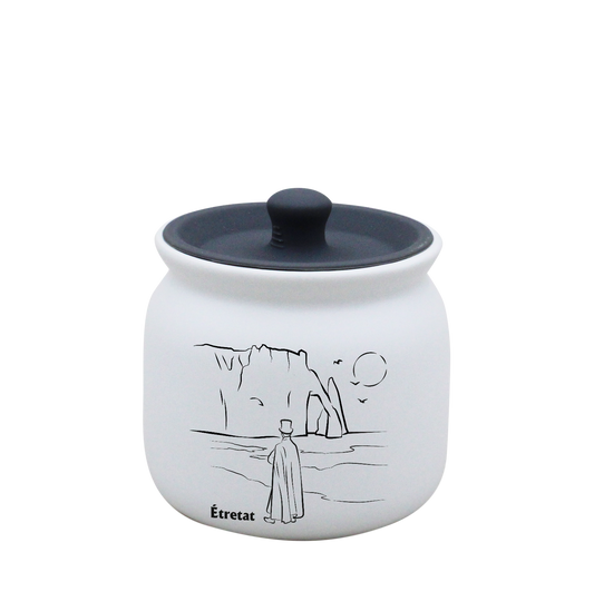 POT BLANC PM COUV. SILICONE GRIS - DECOR ARSENE LUPIN SPE LA ROSE DES VENTS