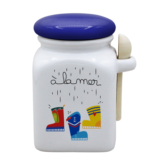 POT BLANC MM COUV. BLEU +CUIL. BOIS-A LA MER BOTTES