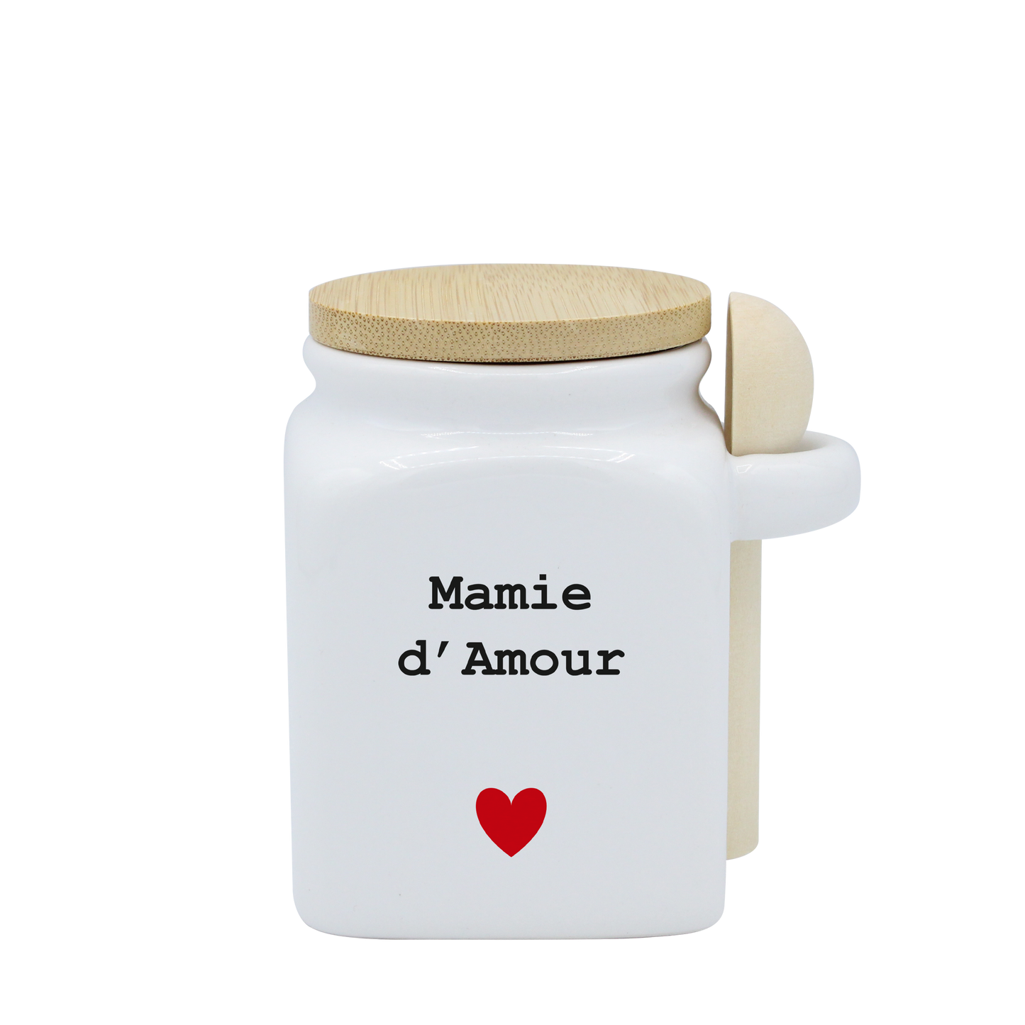POT BLANC PM COUV. BAMBOU+CUIL. BOIS - CŒUR MAMIE D'AMOUR