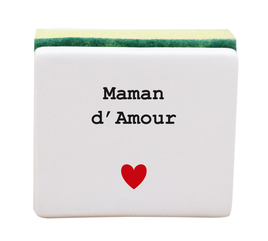 PORTE EPONGE BLANC - CŒUR MAMAN D'AMOUR