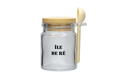 POT VERRE 100ML BOUCHON BOIS + CUIL. ILE DE RÉ