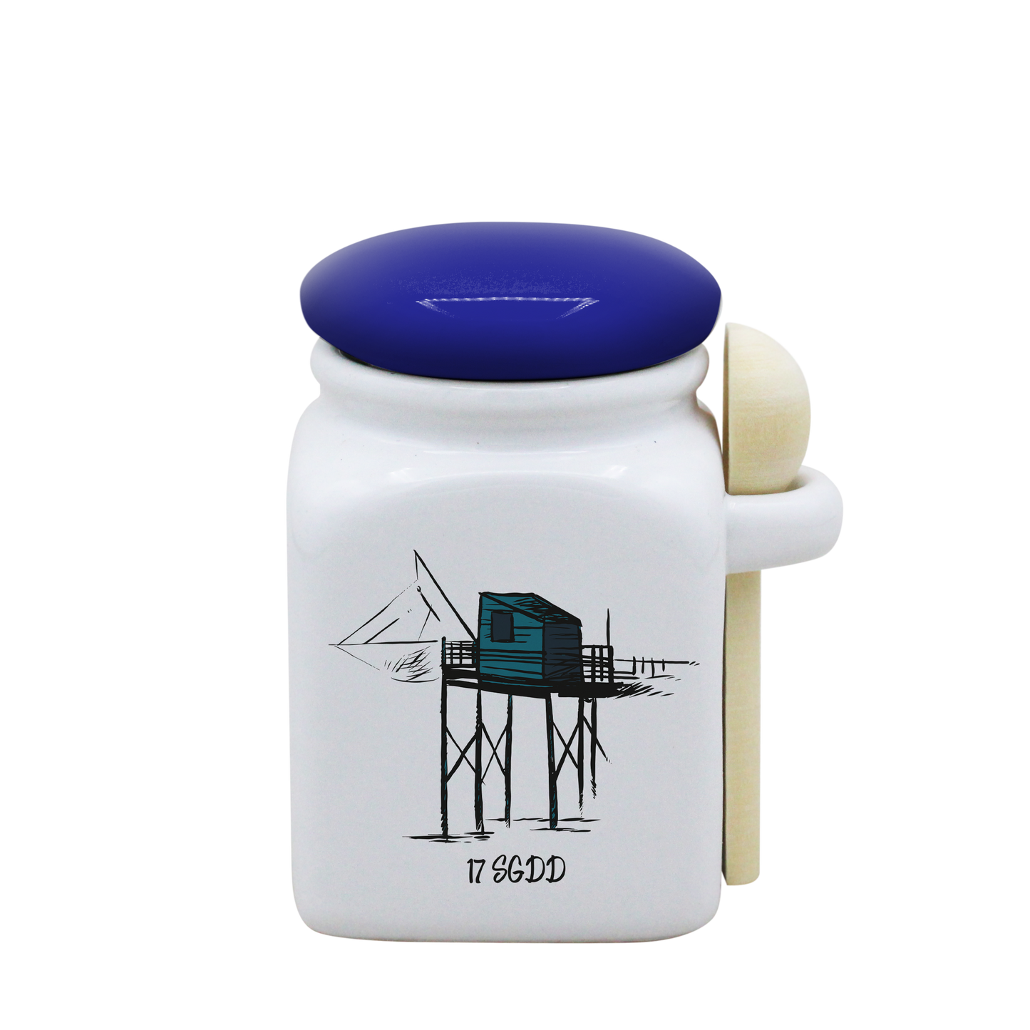 POT BLANC PM COUV. BLEU+CUIL. BOIS-CARBLE17