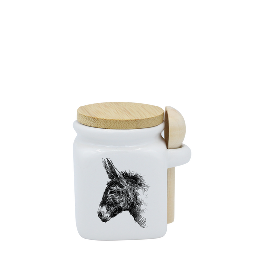 POT BLANC MINI COUV. BAMBOO+CUIL. BOIS - DESSIN TRAIT ANE