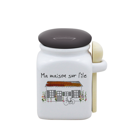 POT BLANC PM COUV. GRIS+CUIL. BOIS-MMASI