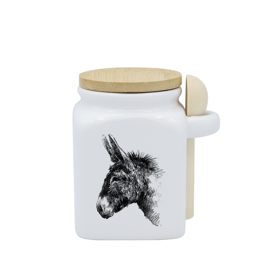 POT BLANC PM COUV. BAMBOO+CUIL. BOIS - DESSIN TRAIT ANE
