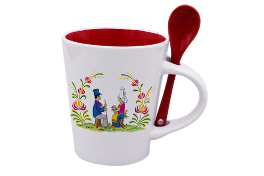 MUG CUILLERE BLANC INT. ROUGE-RENOR