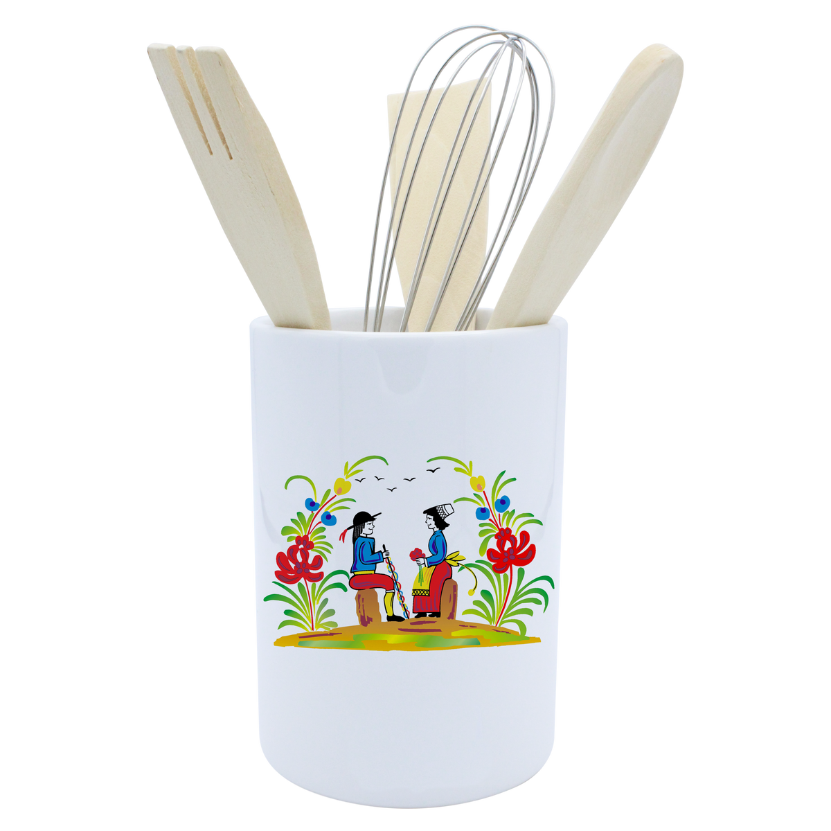 POT A USTENSILES BLANC-RETRO