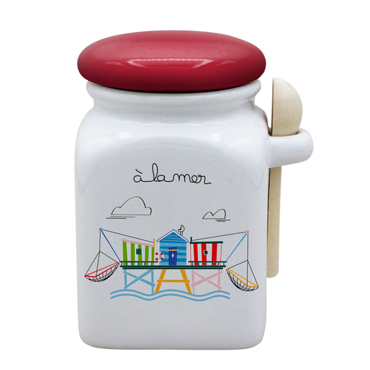 POT BLANC MM COUV. ROUGE+CUIL. BOIS-A LA MER CARRELET